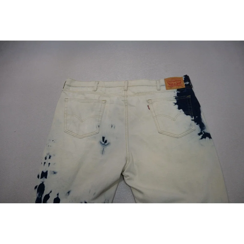 Levis 541 Athletic Taper Jeans Mens 42x32 Cream Indigo Tie Dye Denim Good
